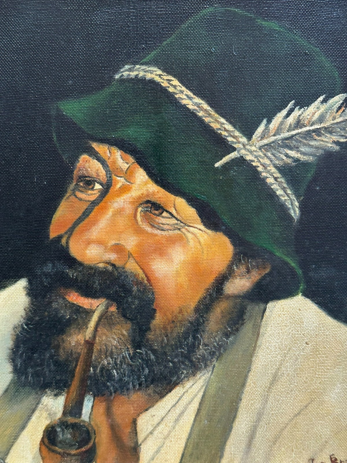 ÖLGEMÄLDE PORTRAIT EINES MANNES MANN MIT HUT SIGNIERT JOSEF BRANDL