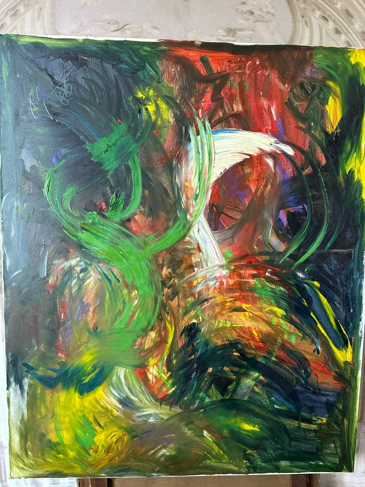 100x120cm GROSSES MODERNES ÖLGEMÄLDE SIGNIERT UND DATIERT 1986 – Bild 3