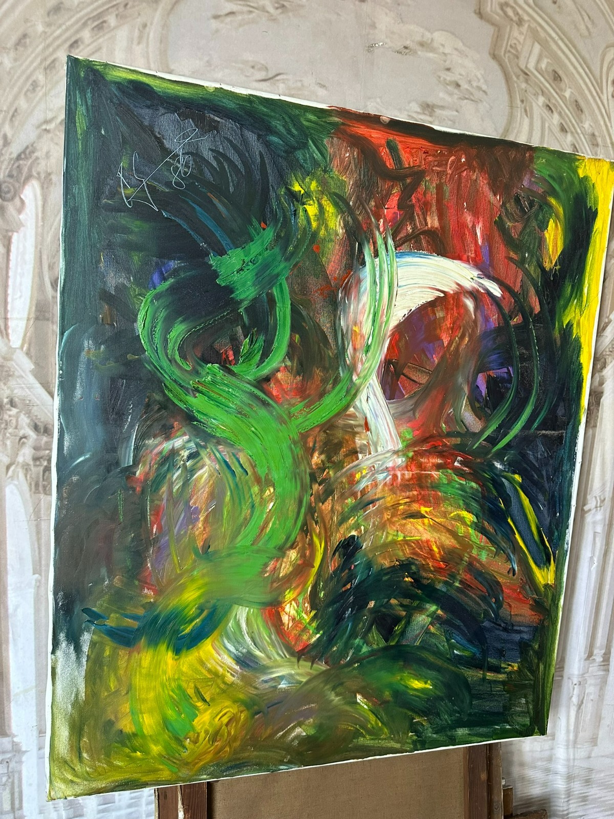 100x120cm GROSSES MODERNES ÖLGEMÄLDE SIGNIERT UND DATIERT 1986 – Bild 4