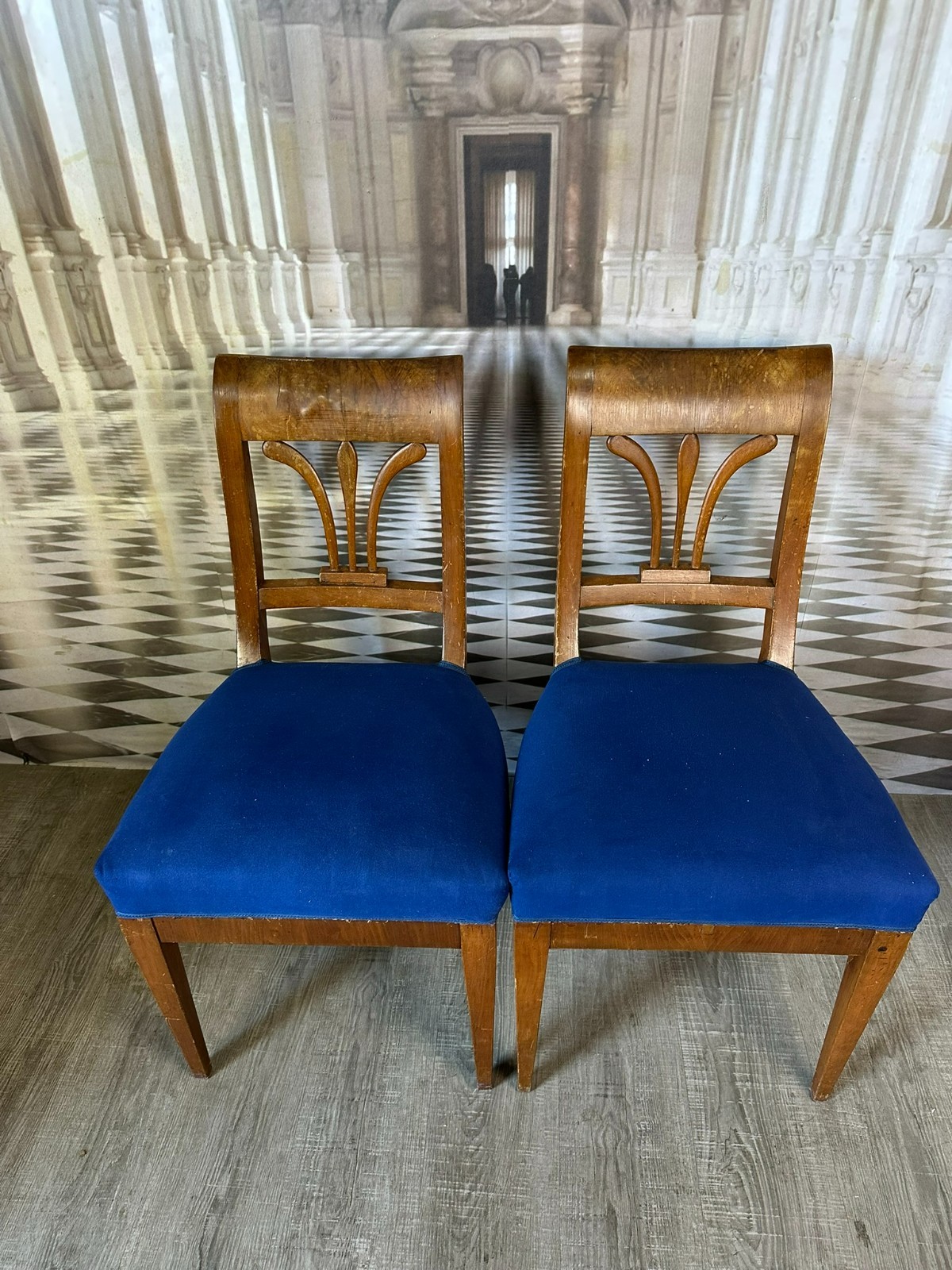 2x ANTIKER BIEDERMEIER STUHL NUSSBAUM ERSTE HÄLFTE 19 TES JHDT