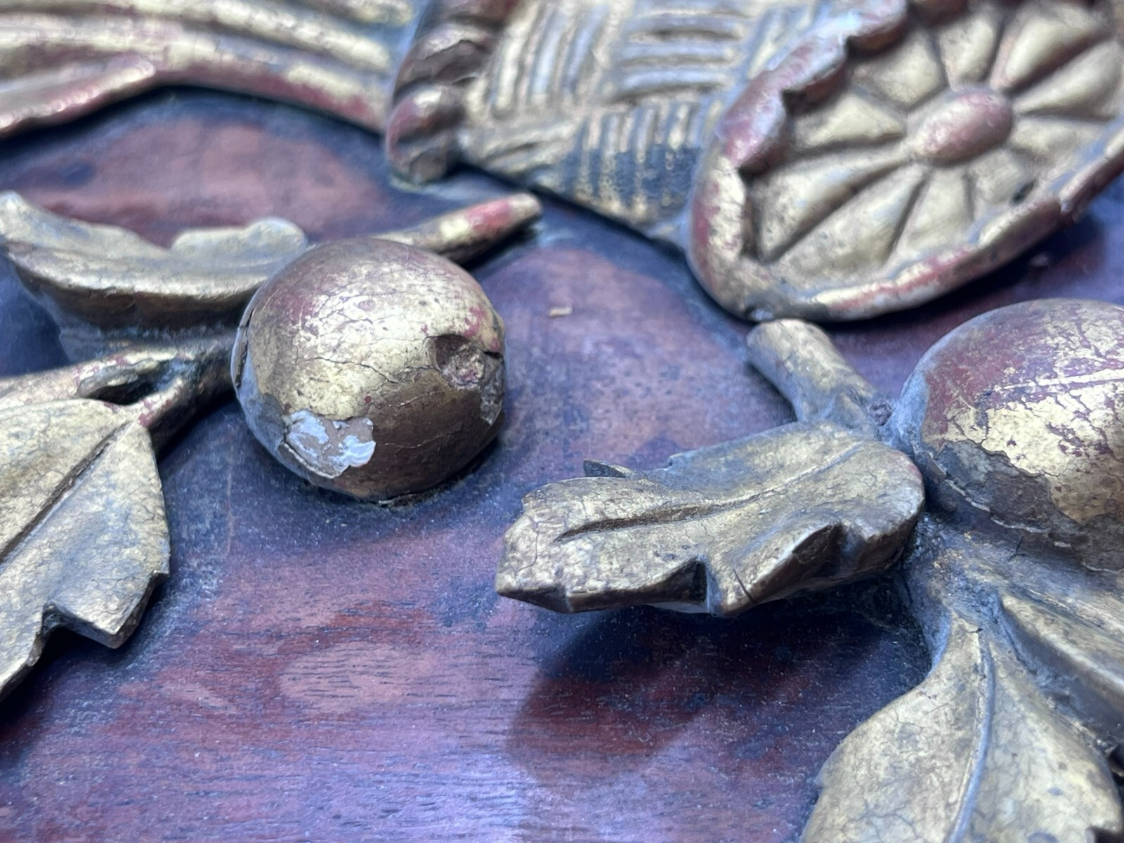 BAROCK COLLAGE ERNTEDANK ELEMENTE KORB MIT OBST UND GEMÜSE HOLZ VERGOLDET 18 JH – Bild 12