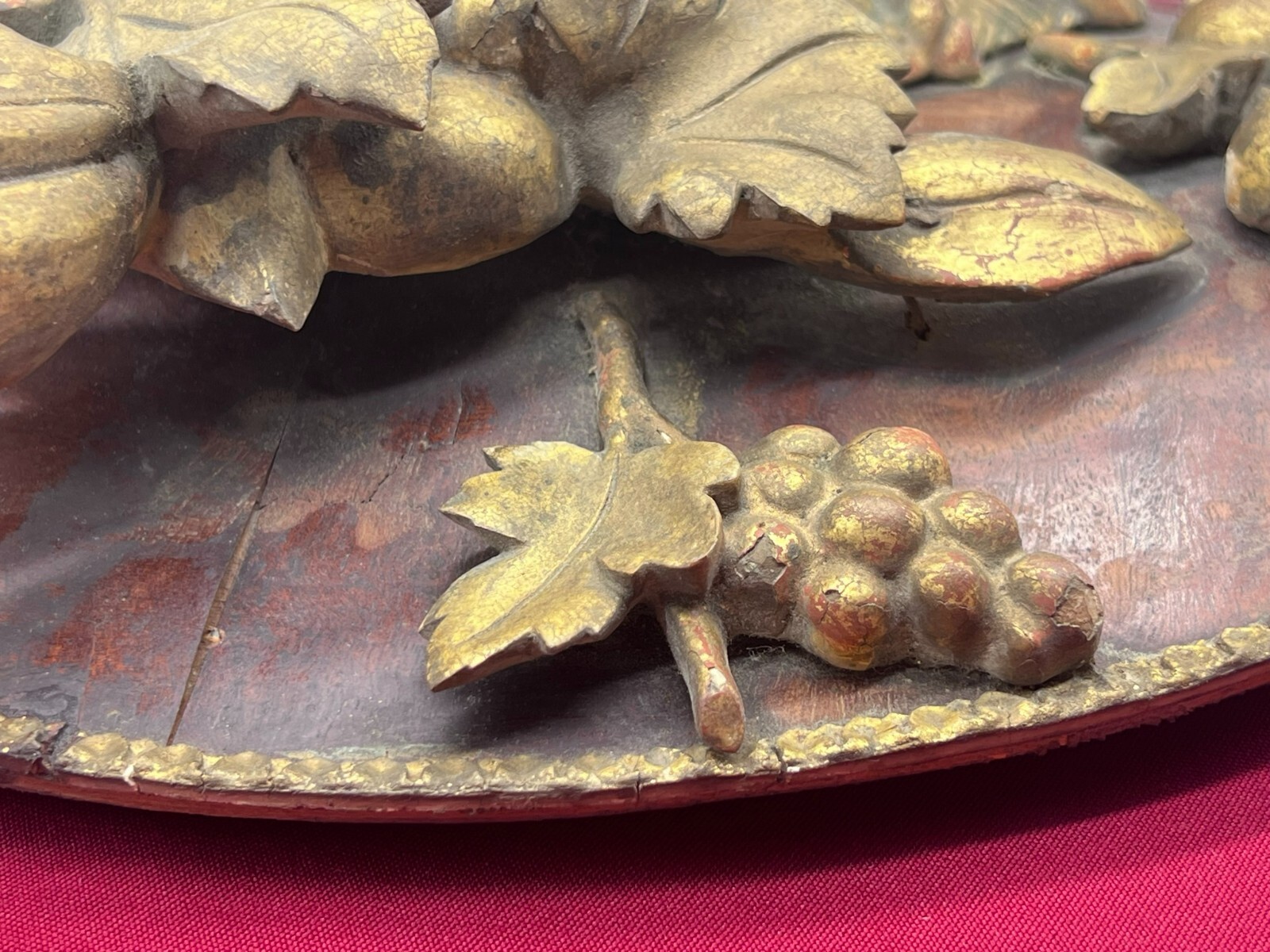 BAROCK COLLAGE ERNTEDANK ELEMENTE KORB MIT OBST UND GEMÜSE HOLZ VERGOLDET 18 JH – Bild 19