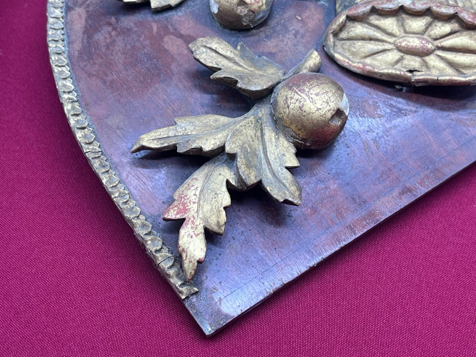 BAROCK COLLAGE ERNTEDANK ELEMENTE KORB MIT OBST UND GEMÜSE HOLZ VERGOLDET 18 JH – Bild 4