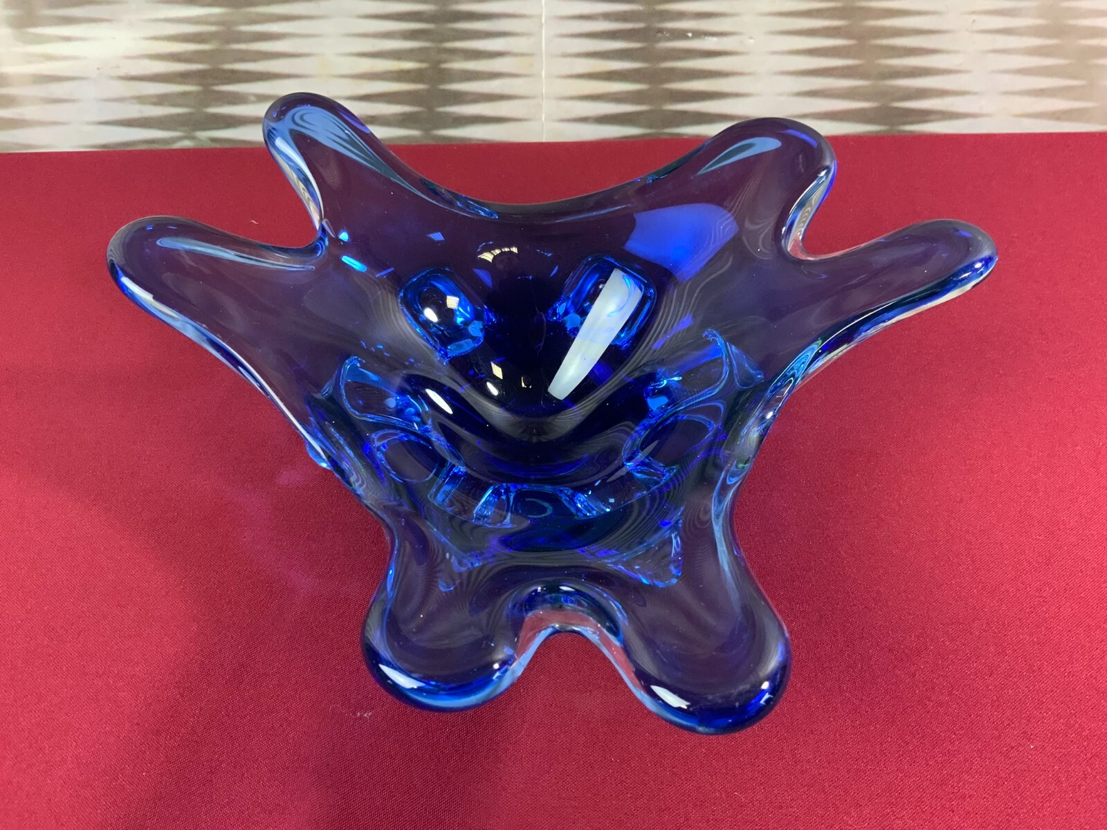 GROSSE SCHALE AUS GLAS HANDARBEIT KÜNSTLERGLAS 1,8kg 29cm DURCHMESSER